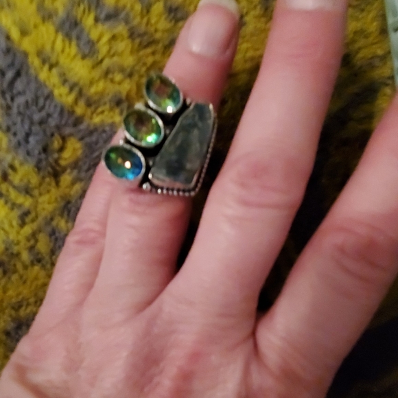 New Mystic Topaz & Natural Kyanite 925 Silver Ring. - Picture 3 of 4